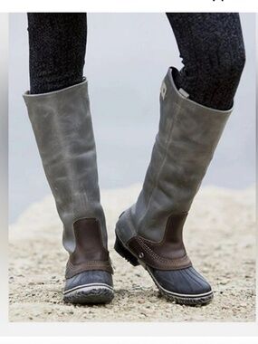 Sorel Slimpack Tall Boots Women's 7 Gray Equestrian Riding Rain Waterproof RARE